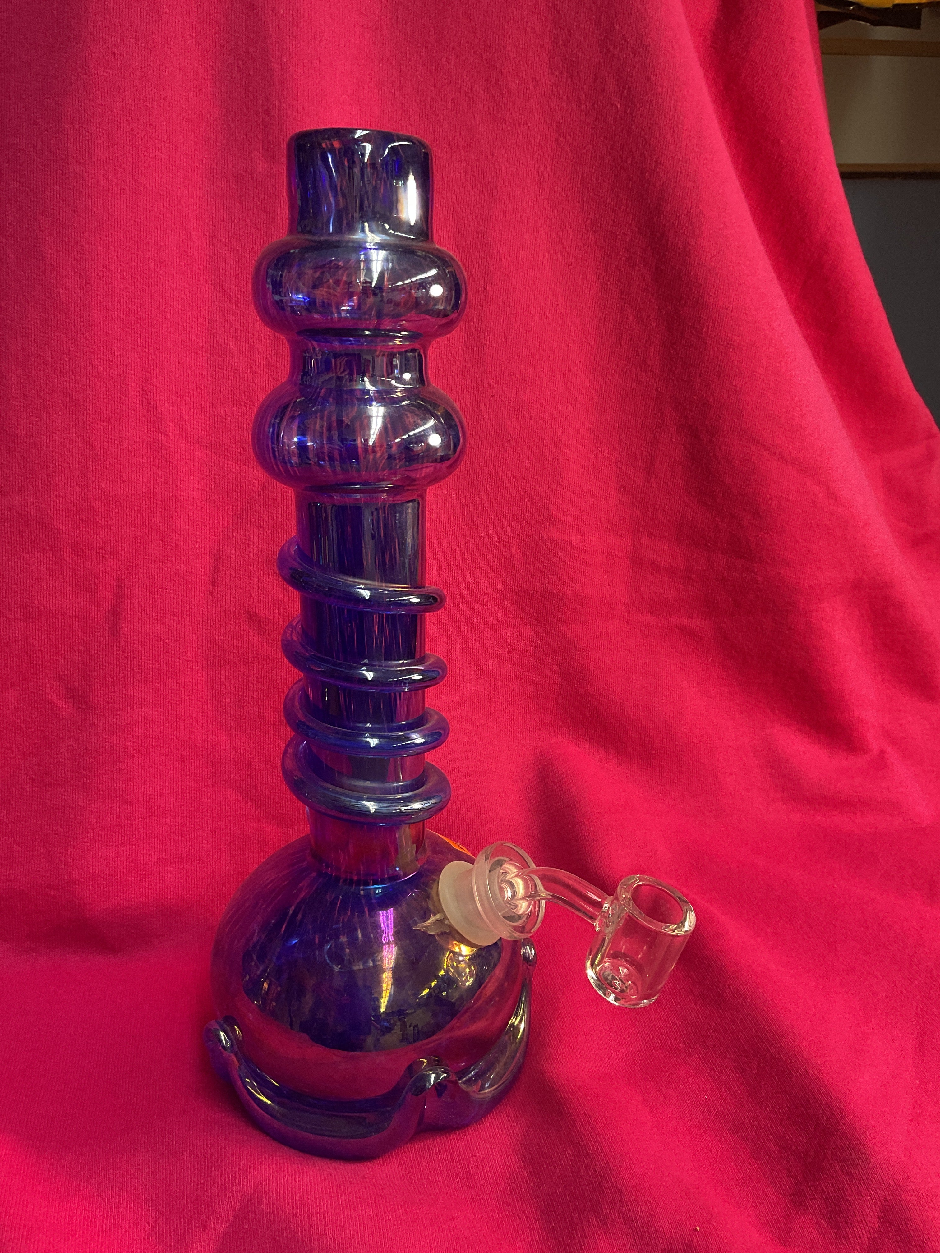 Blue glass water bong
